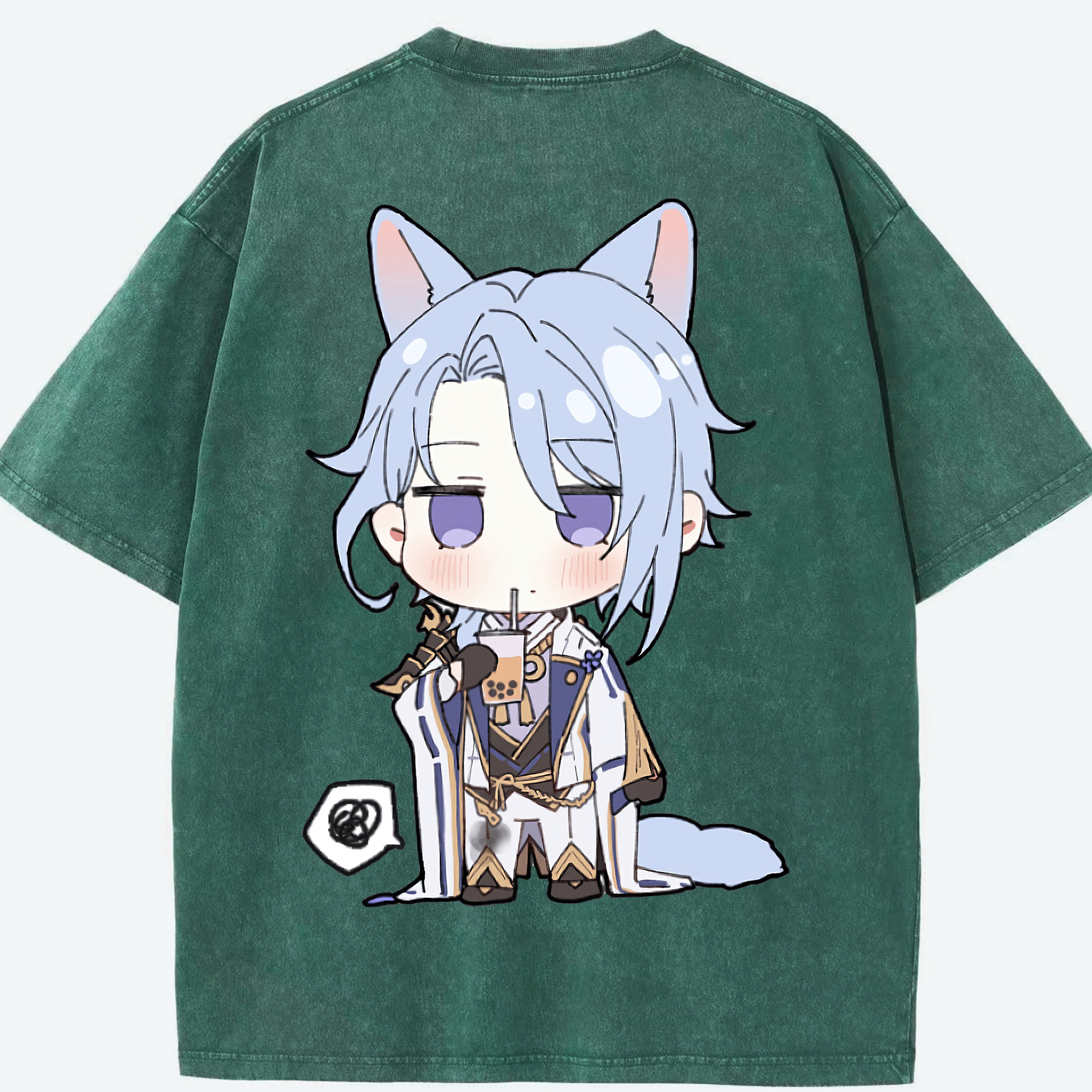 げんし神 神里綾人 かみさとあやと genshin Kamisato Ayato 綿100% ヴィンテージ風 半袖Tシャツ（背面プリント）